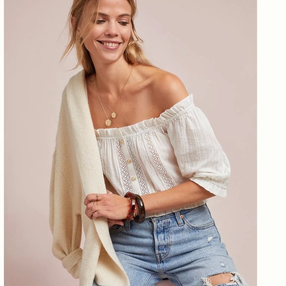 Anthropologie Tops - NWT anthropologie off-the-shoulder eyelet blouse